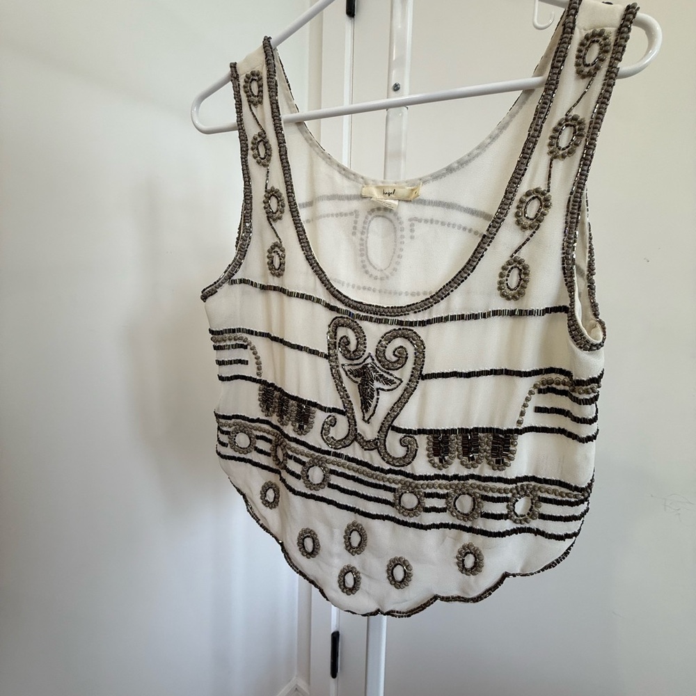 Hazel Black and White Embellished Crop Tank Top